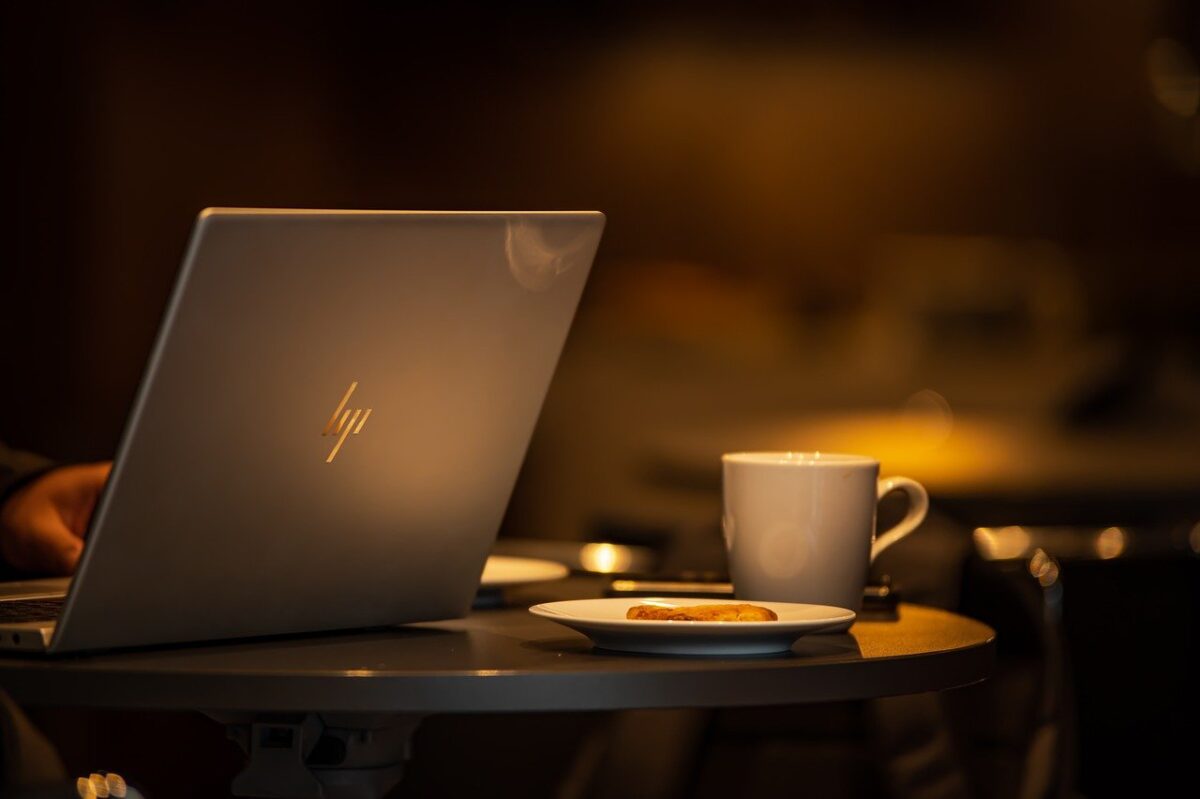 laptop, coffee, cookies